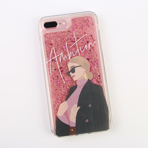 Чехол для телефона iPhone 7,8 PLUS с блёстками внутри Ambition, 7.7 × 15.8 см чехол для iphone 7 plus 8 plus розовый с кроликом