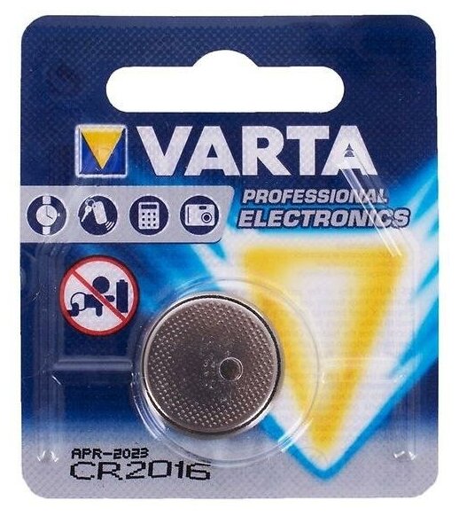 Дисковая батарейка Varta CR2016 Lithium 3V BL1 , 1шт.