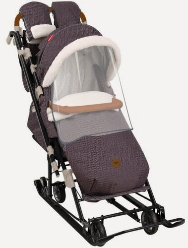 Изображение товара Санки-коляска Nika Ника детям 7-8К (в елочку коричневый)