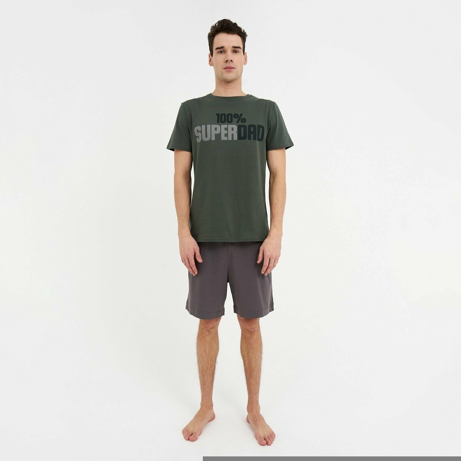 Пижама Kaftan, футболка, шорты, размер 54, зеленый - фотография № 2