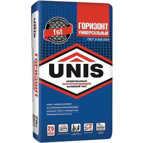 Ровнитель наливной пол универсальный Unis Горизонт самовыравнивающийся быстротвердеющий 20 кг 1873₽