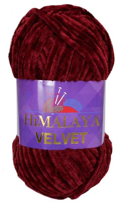 Пряжа плюшевая Himalaya Velvet 100г/120м, 100% микрополиэстер, цвет: 90039 ежевика, 2 мотка