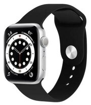 Ремешок силиконовый для часов Apple Watch series 1-8, SE 38-40-41mm / Сменный браслет премиум качества для умных смарт часов Apple Watch мужской , женский / Эпл Вотч (Black / Черный)