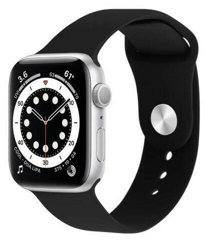 Силиконовый ремешок для часов Apple Watch series 1-8 SE 38-40-41mm / Сменный браслет премиум качества / мужской  женский / Эпл Вотч (Black/Чёрный)