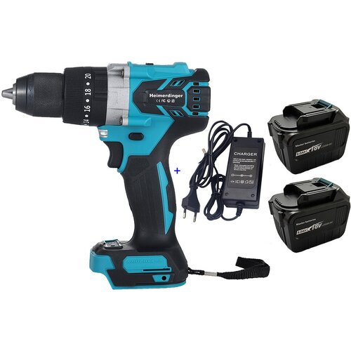 Мощная аккумуляторная бесщеточная ударная дрель Heimerdinger LB176S 18 В 13 мм с двумя аккумуляторами емкостью 90 Ач 1617800₽