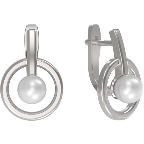 Серьги Арина, серебро, 925 проба, родирование, жемчуг