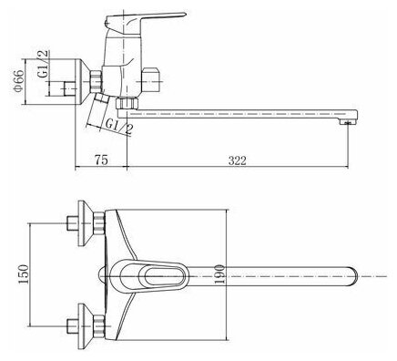 Смеситель для ванны хром FASHUN A2204 — фото 1