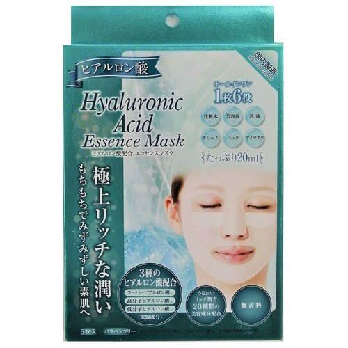 Маска тканевая для лица Shin Factory с гиалуроновой кислотой (Hyaluronic acid essence mask), 5 шт