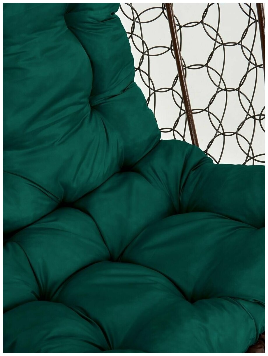 Подвесное кресло Yova Bubble из эко-ротанга, усиленная стойка до 225 кг венге, подушка трапеция зеленая - фотография № 3