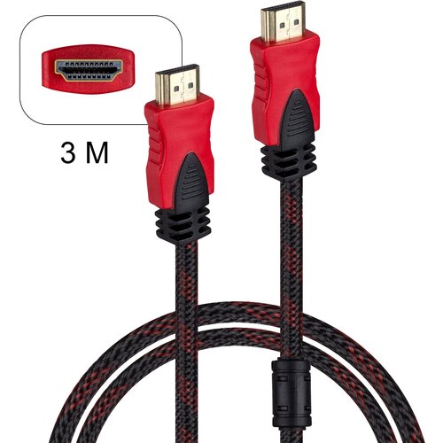 Кабель HDMI 3 м, 1080 p, черный с красным, Cantell