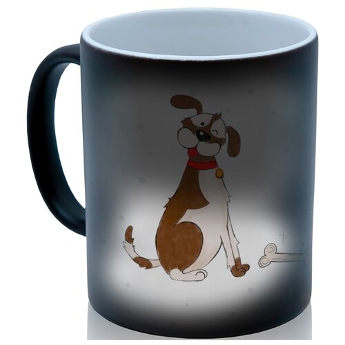 фото Кружка хамелеон 4 собачки (белая, рыжая, темная), миски и косточки, красивый подарок drabs