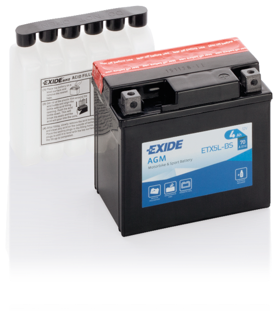 Аккумулятор Exide AGM ETX5L-BS 12V 4Ah 70A R+