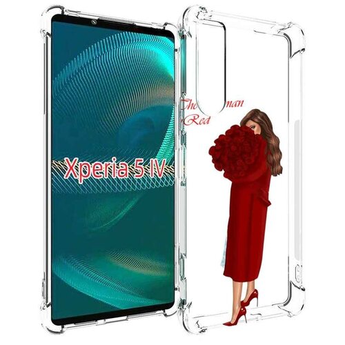 Чехол MyPads девушка-полностью-в-красном женский для Sony Xperia 5 IV (5-4) задняя-панель-накладка-бампер