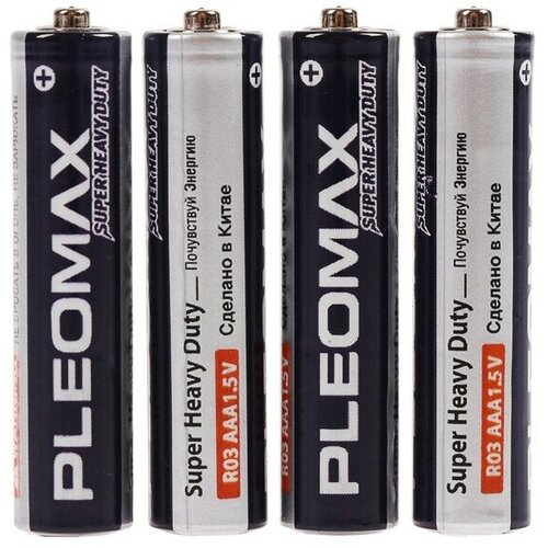 Pleomax Батарейка солевая Pleomax Super Heavy Duty, AAA, R03-4S, 1.5В, спайка, 4 шт. батарейка pleomax ааа lr03 r3 super heavy duty samsung солевая 1 5 в спайка 4 шт 236