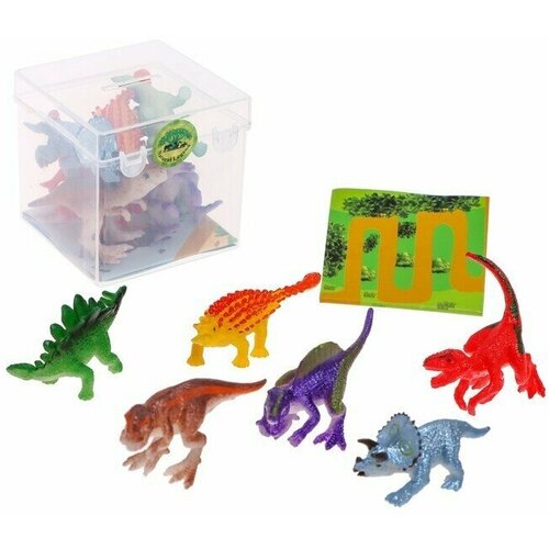 Набор животных Мир динозавров, 6 фигурок, карта