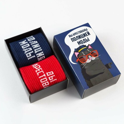 фото Мужские носки kaftan, 2 пары, размер 27-29 см (41-44), красный, синий