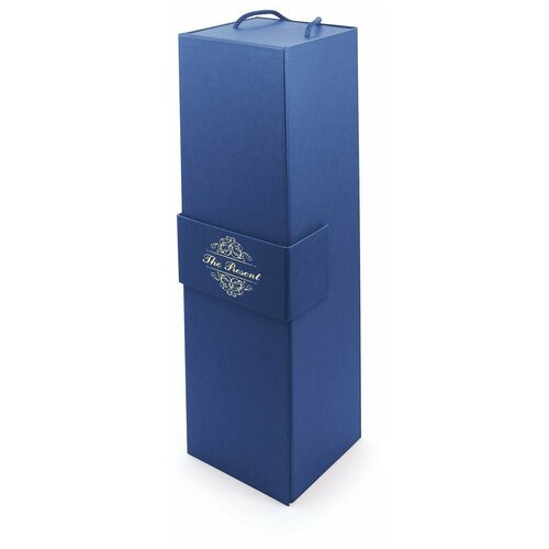 Подарочная коробка ручной работы Фраде - двойное удовольствие VS (с отсеком для бутылки и коробочкой для подарка), голубая