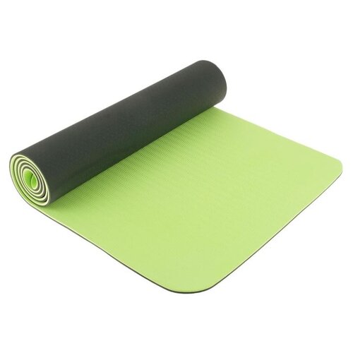 фото Коврик sangh yoga mat двухцветный, 183х61х0.8 см темно-зеленый однотонный