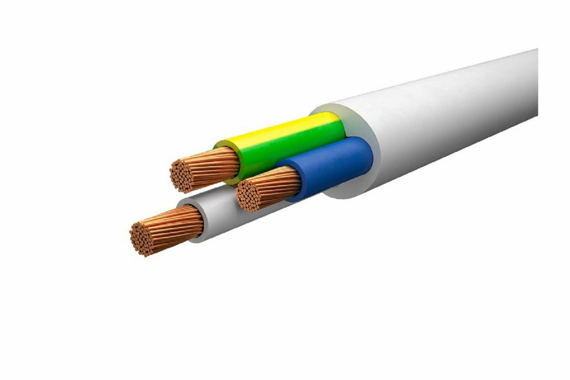 Кабель силовой медный ГОСТ (Белый) ПВСнг(А)-LS 3х2,5 (5м)