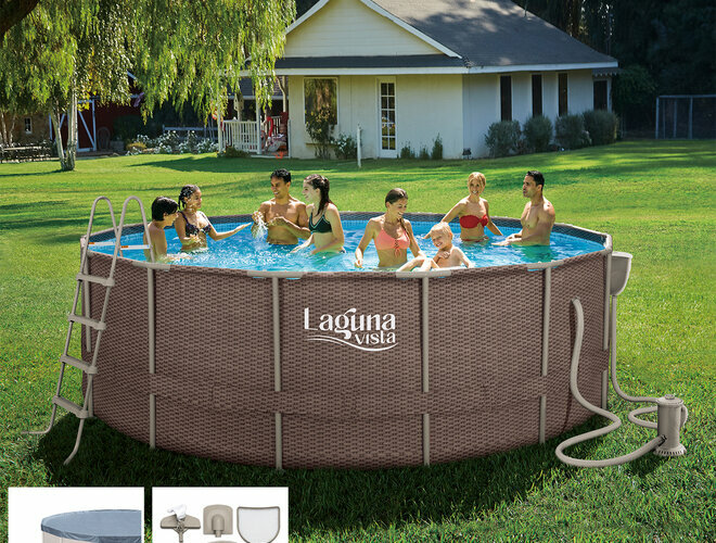 Polygruop Р20-1552-B ротанг (457х132см лестница фильтр тент подложка скиммер набор для чистки) Summer Waves/ Laguna VistaБассейн каркасный