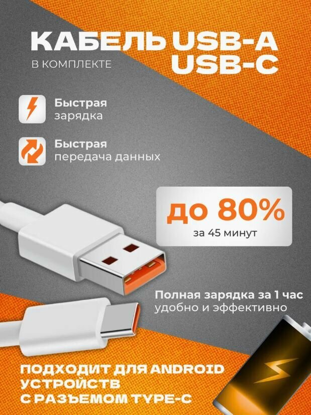 Зарядное устройство с кабелем XIAOMI 120 ватт USB TYPE-C 120 watt быстрая зарядка — фото 1