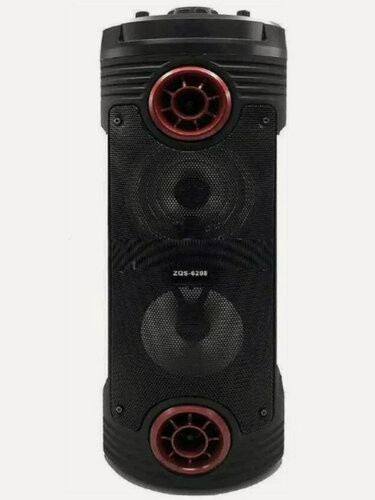 Изображение товара Большая колонка Bluetooth беспроводная ZQS, мощная переносная с микрофоном, яркая светомузыка, управление со смартфона, / Iphone / Android, AUX, USB
