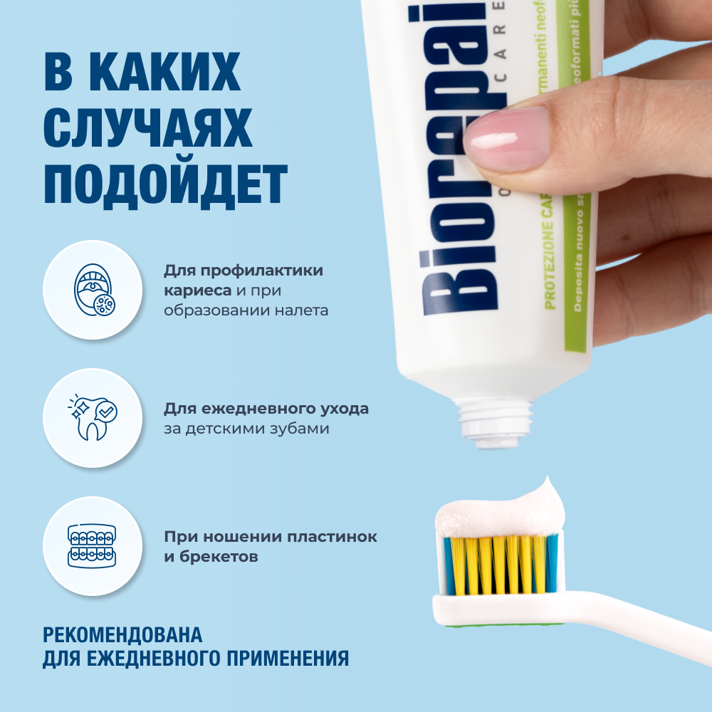 Зубные Пасты Детские Зубная паста Biorepair® Junior Mint, со вкусом сладкой мяты для детей от 6 до 12 лет, 75 мл