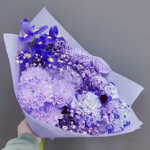 Изображение товара Сборный букет Цветочный ЛЕС Ты мой Космос с ирисами, 50 см, фиолетовый