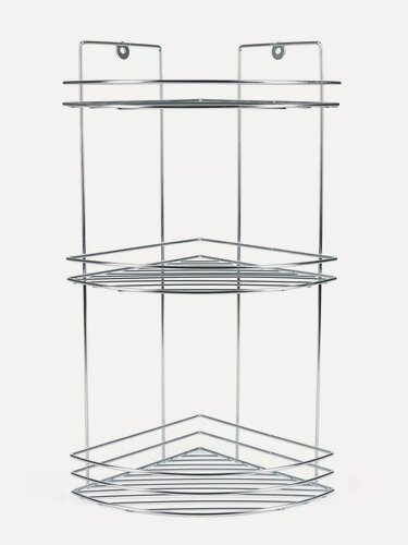 Изображение товара Полка для ванной 3-х ярусная угловая, овал Rosenberg 20х46 см оцинкованная