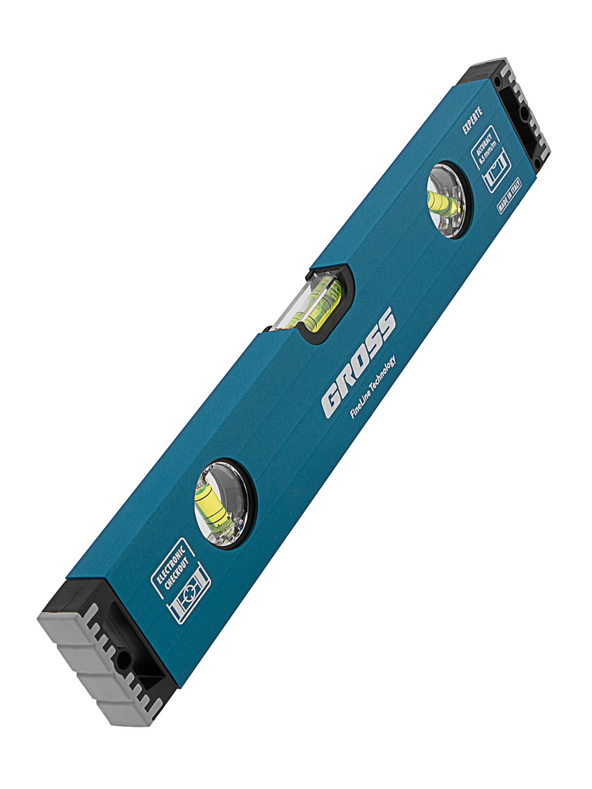 Уровень алюминиевый Gross 400 мм усиленный с ударопрочными заглушками 3 глазка 34324