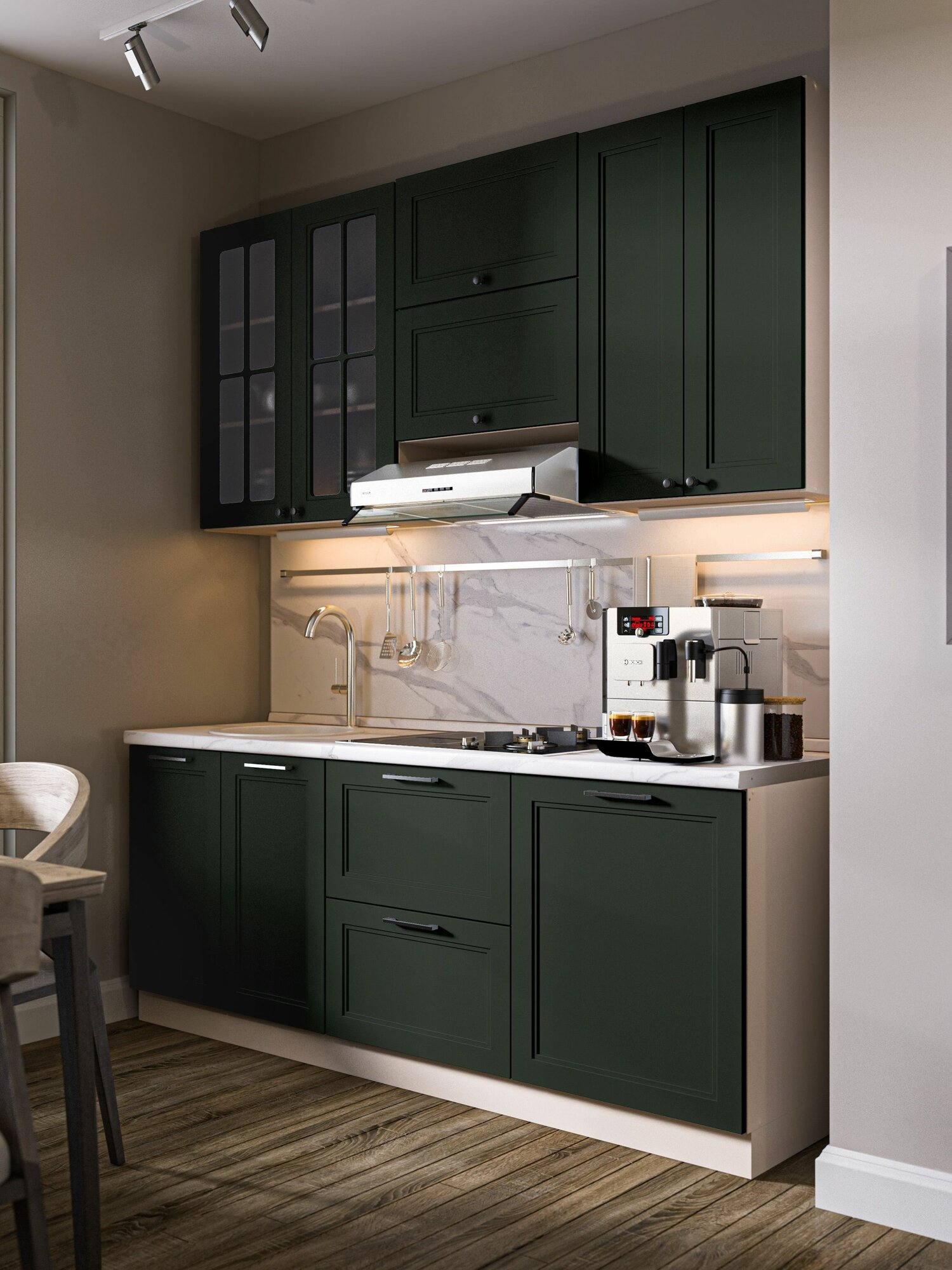 Кухонный модуль напольная тумба столплит Регина РСЯТ-40 с ящиками, ЛДСП, Белый/МДФ MODERN Олива, 40х56х82 см