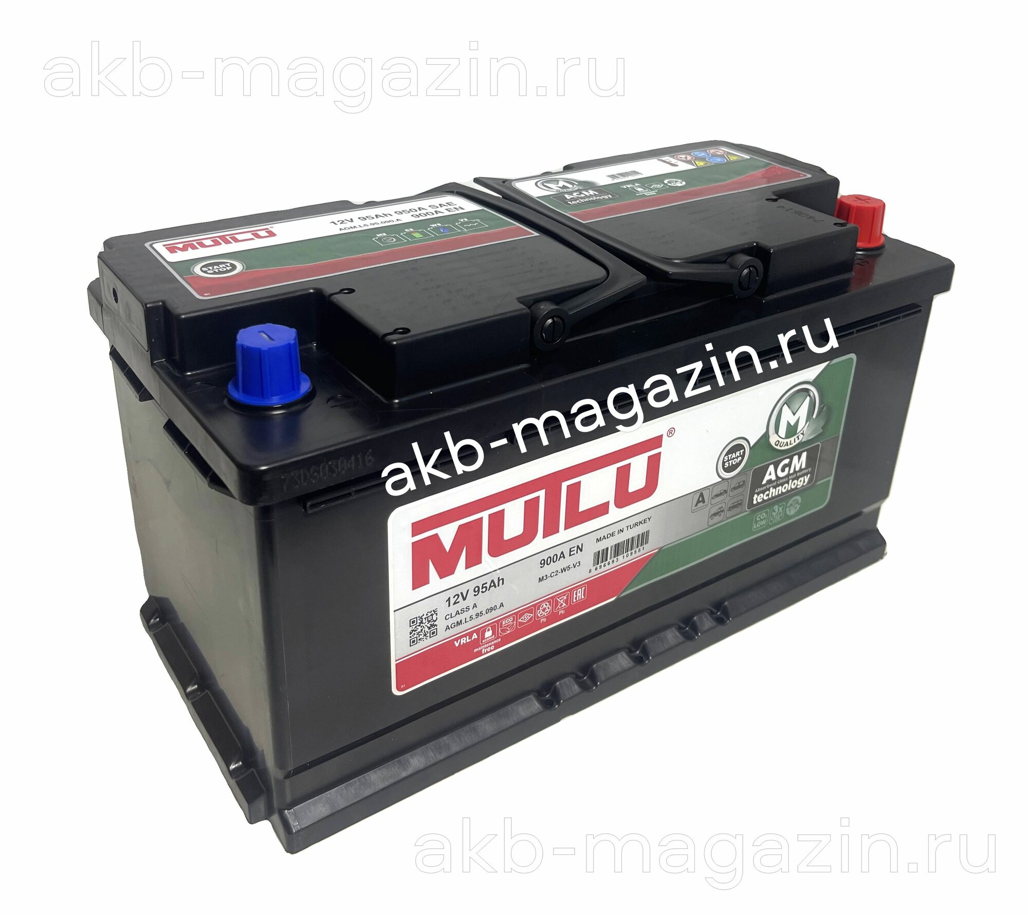 Автомобильный аккумулятор Mutlu AGM 6СТ-95 Ah обратная полярность