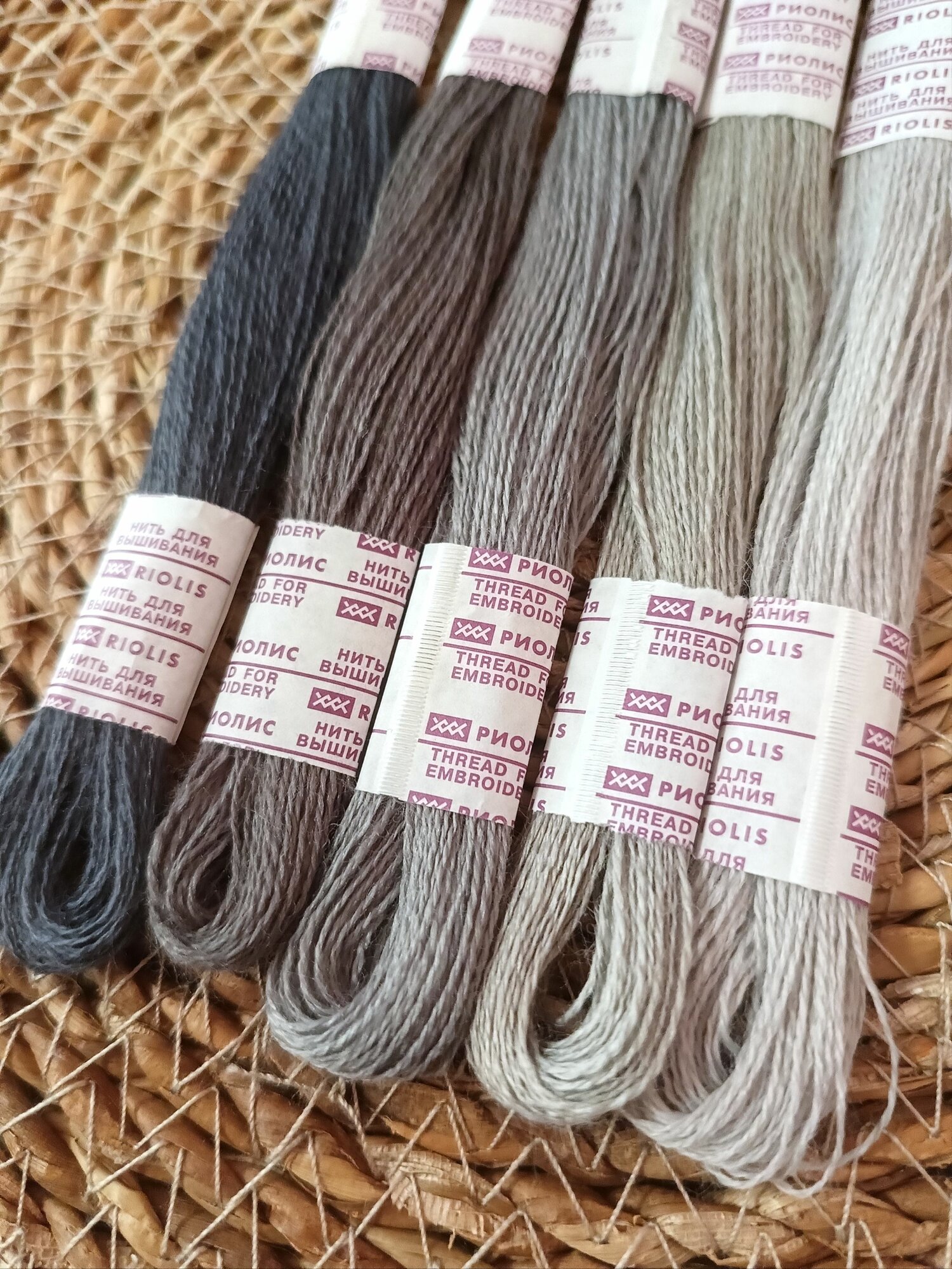 Нитки мулине для вышивания шерсть/акрил Риолис набор 5шт Сумерки — фото 1