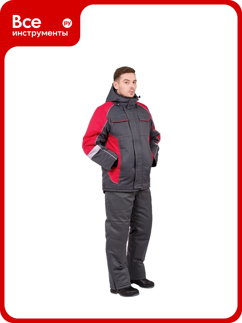 Куртка Эксперт Спецодежда Страйк серый/красный зимняя р. 52-54 рост 182-188 6446000033626