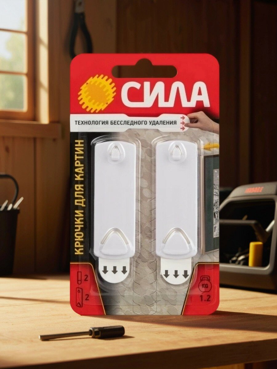 Крючок сила SCH-P120-W2 для картин с технологией бесследного удаления 2 шт 2 полоски до 12 кг белый (Б0060136)