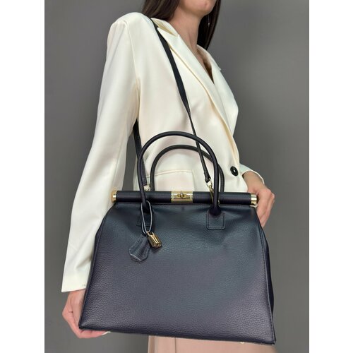 Сумка саквояж Sefaro, фактура зернистая, синий