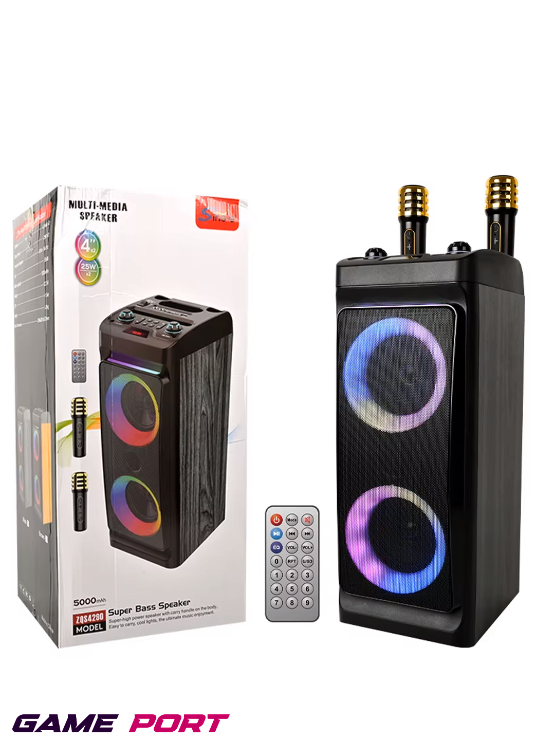 Колонка беспроводная портативная Sing-e, караоке, с RGB подсветкой, с микрофоном и пультом