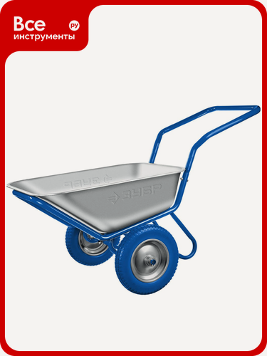 Изображение товара Тачка с П-образной ручкой ЗУБР Профессионал строительная двухколесная, 260 кг 39914, транспортировки различных грузов