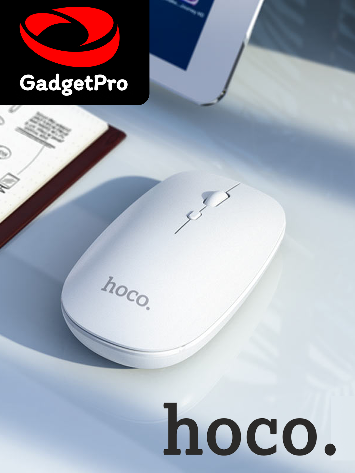 Беспроводная компьютерная мышь Hoco GM15, 2.4G + Bluetooth 3.0/5.0, 800–1600 DPI, 4D-кнопка, лёгкая, ABS, универсальная Белый