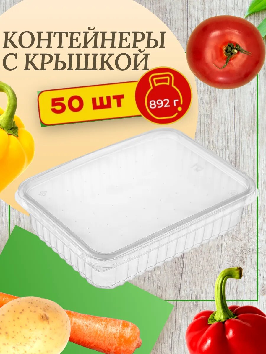 Контейнер одноразовый с крышкой 500мл 50шт