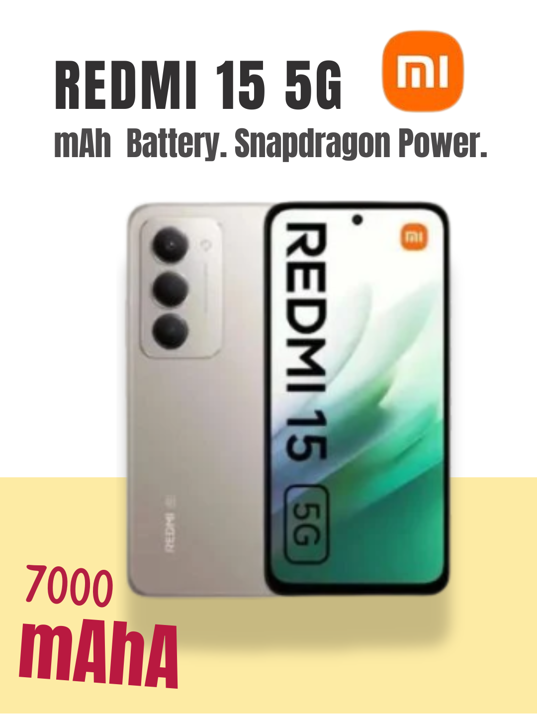Смартфон Xiaomi Redmi 15, новая модель 2025 года, IPS LCD, 144H, 50 МП, f/1.8, аккумулятор 7000 мАч, серый,6/128