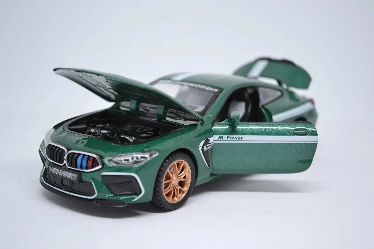 Коллекционная машинка BMW M8 Competition, металл, масштаб 1:24, для 9-14 и 14+, звук, 21х8,5х7 см