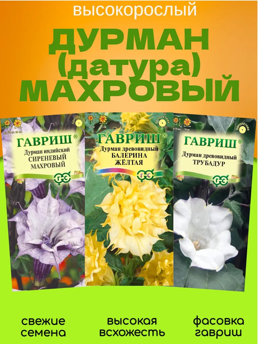 Семена дурмана датуры махровый 3 пакеа