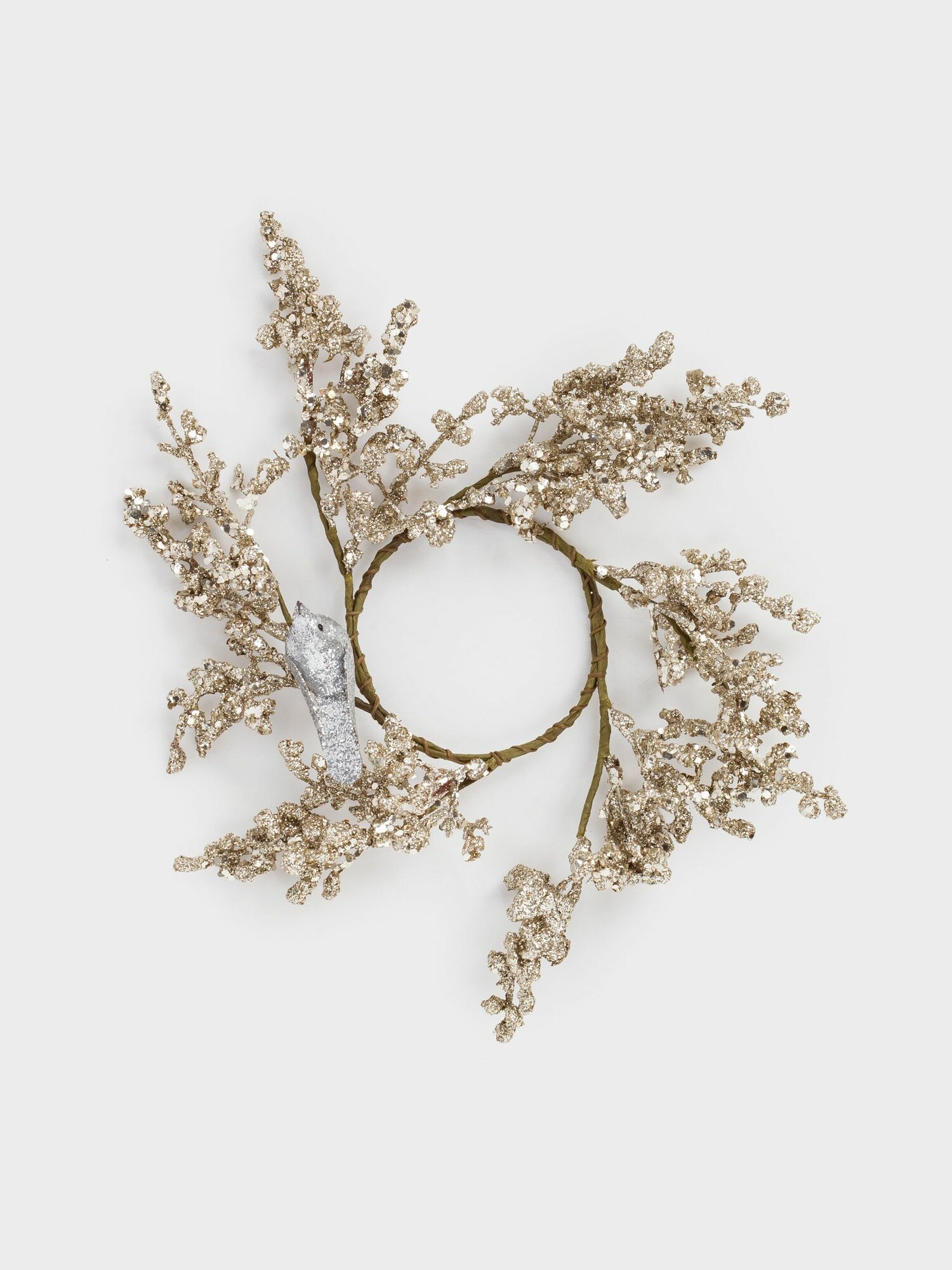 Венок для свечи 10/25 см ПВХ/пенопласт шампань Птица Champagne decor