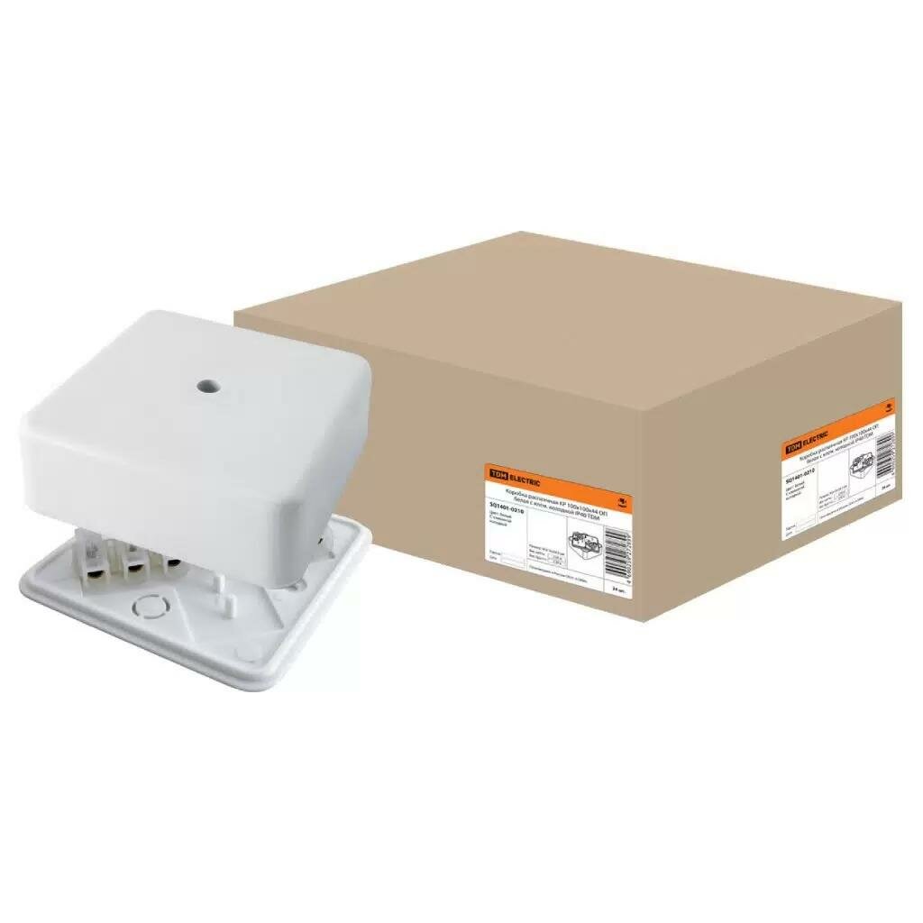Распаячная коробка Tdm electric открытая пластик 100х100х44 мм с клеммной колодкой белая IP40