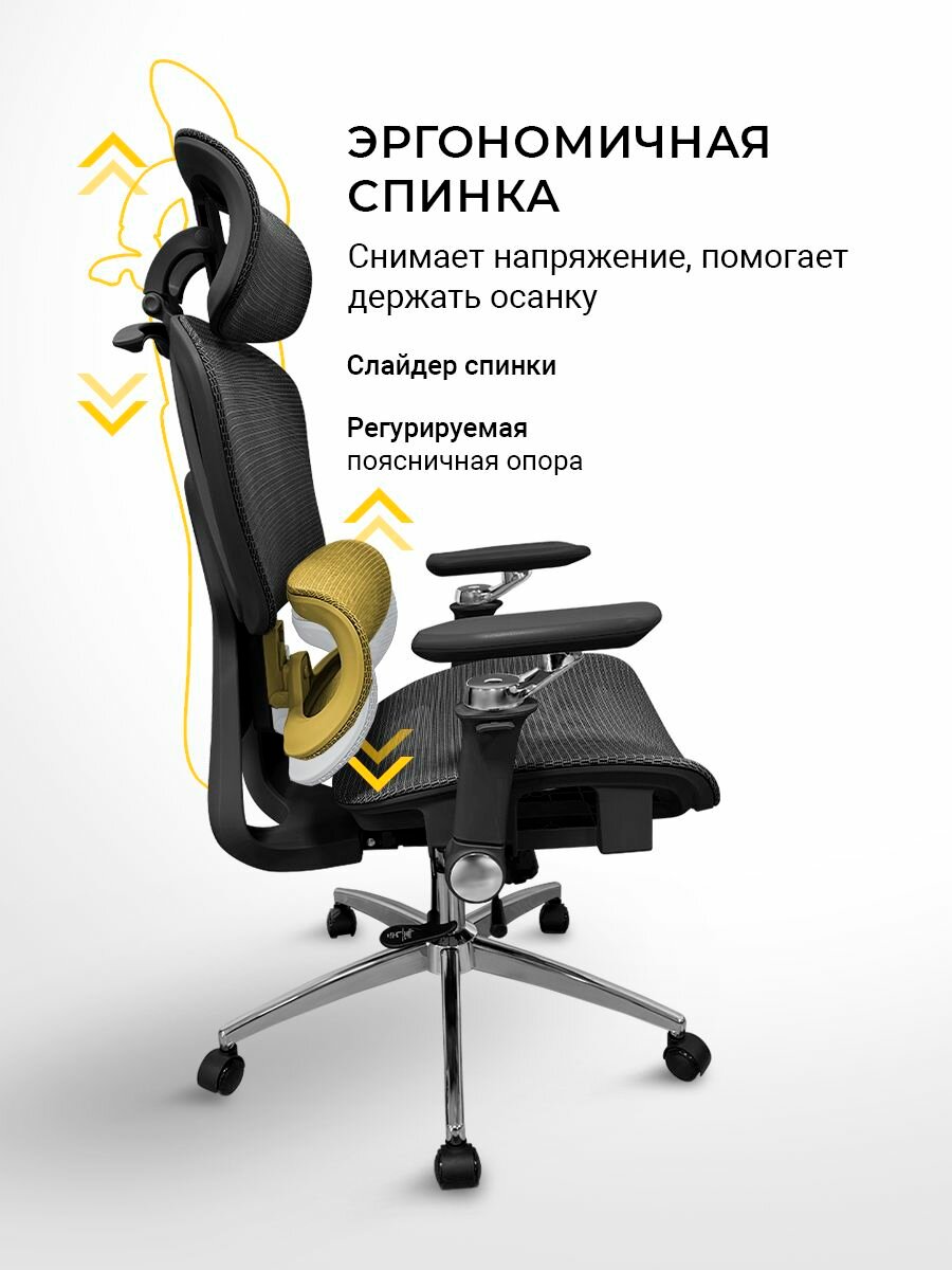 Изображение Рабочее компьютерное кресло на колесиках для руководителя myroo Bliss T803-BB черное в сетку. Взрослый крутящийся офисный стул с ортопедической спинкой для работы за компьютером ПК