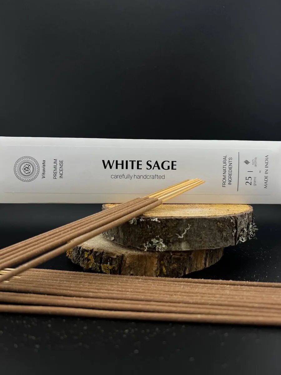 Аромапалочки AROMA MOOD White Sage, шалфей, Благовония палочки Премиум, Индия — фото 1