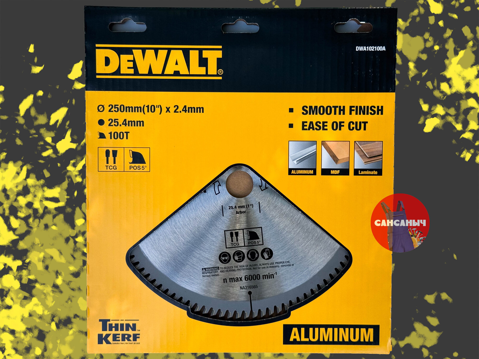 Диск пильный по дереву и алюминию DEWALT DWA102100A 250 мм x 25,4 мм. 100 зуб,