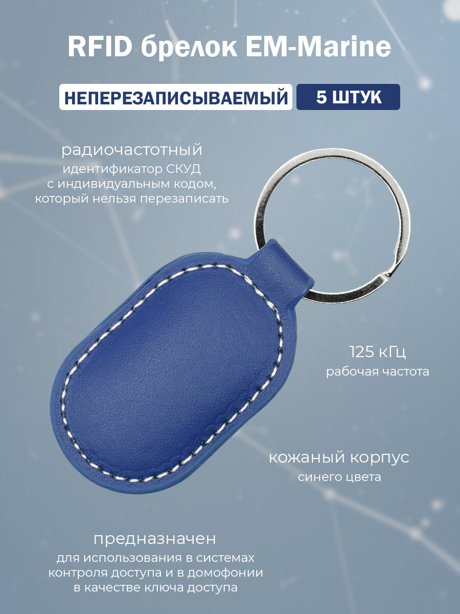 Proximity брелок кожаный EM-Marine TK4100 (неперезаписываемый) / Электронный ключ доступа СКУД 125 кГц / упаковка 5 шт