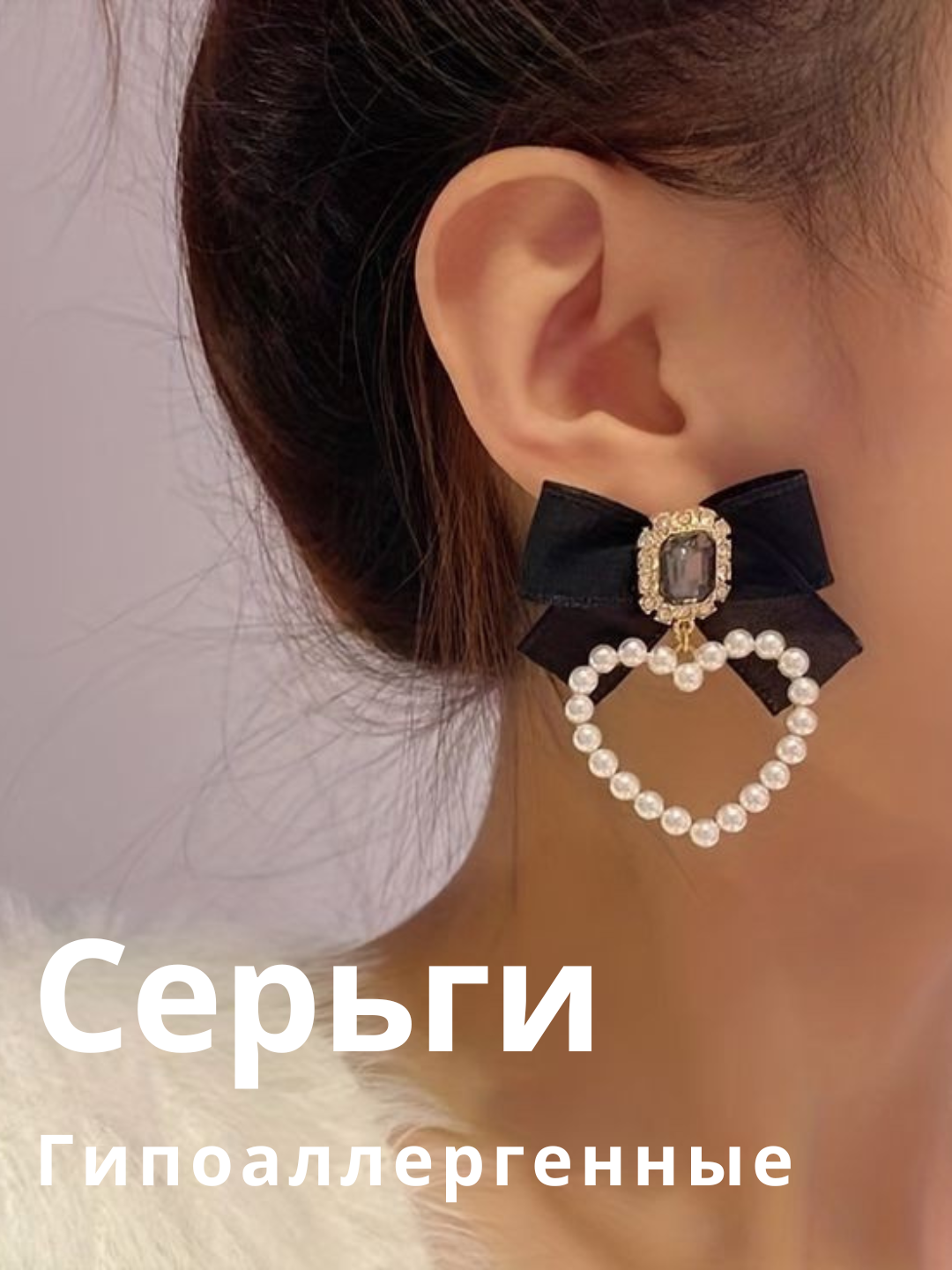 Серьги пусеты, Swarovski Zirconia, размер 20 мм, черный